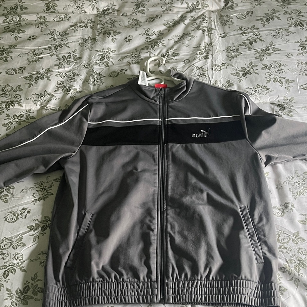 Puma Men's Gray and Black Performance Track Jacket